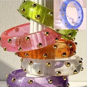 New FREE PEOPLE Pink Studded Resin Bangle Bracelet In Blue